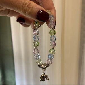 Multicolor Beaded Elephant Charm Bracelet